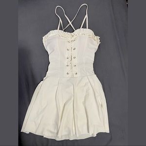 White One-Piece Swimsuit back tie